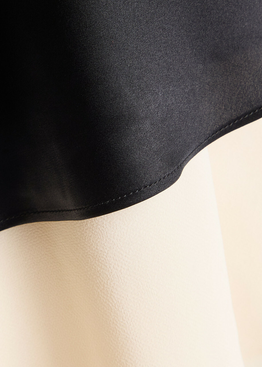 Reformation Marcia Colour-blocked Silk Midi Skirt Black