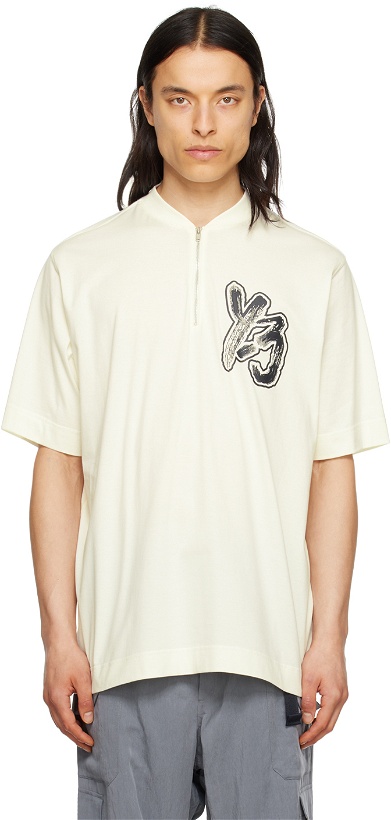 Photo: Y-3 Off-White Half-Zip T-Shirt