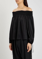 Chloe Off-the-shoulder Silk top Black
