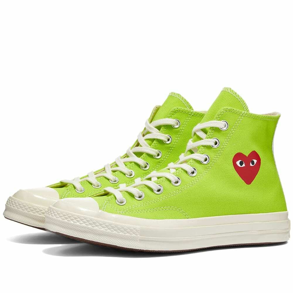 Photo: Comme des Garçons Play X Converse Chuck Taylor 70 Hi-Top Sneakers in Green