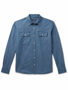 Zegna - Stonewashed Cotton and Linen-Blend Chambray Shirt - Blue