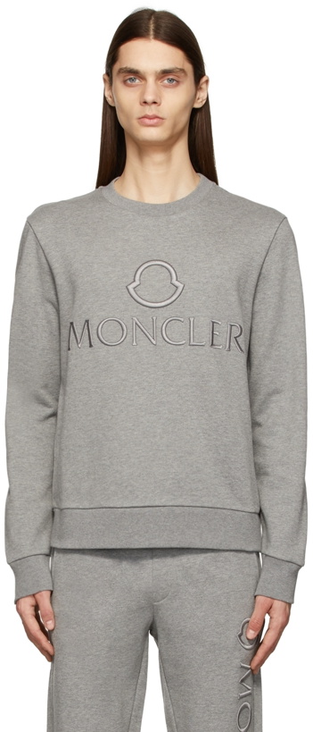 Photo: Moncler Grey Logo Outline Embroidered Sweatshirt