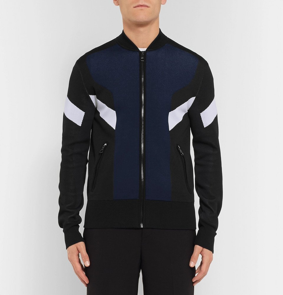 Neil Barrett - Slim-Fit Colour-Block Stretch-Knit Track Jacket