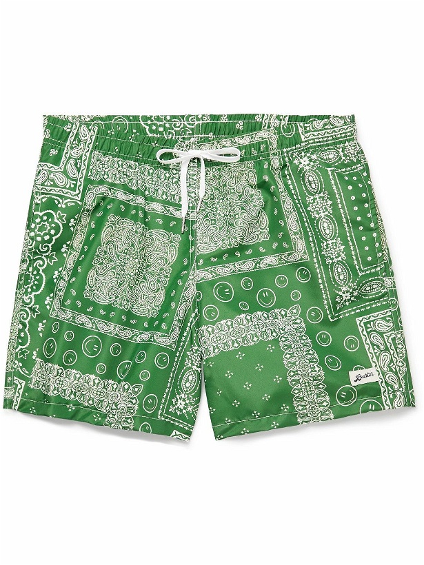Photo: Bather - Straight-Leg Mid-Length Bandana-Print Recycled Swim Shorts - Green