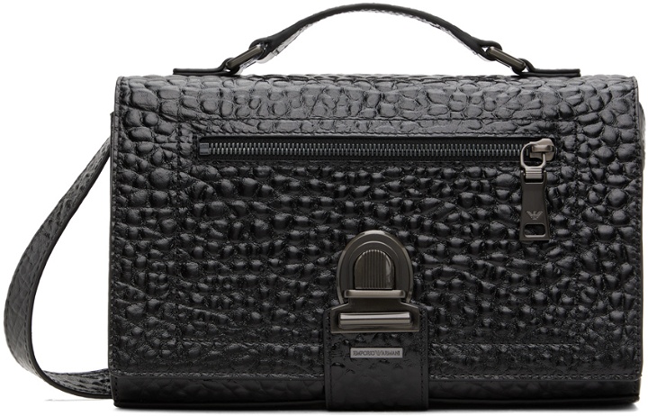 Photo: Emporio Armani Black Small Pebbled Leather Bag