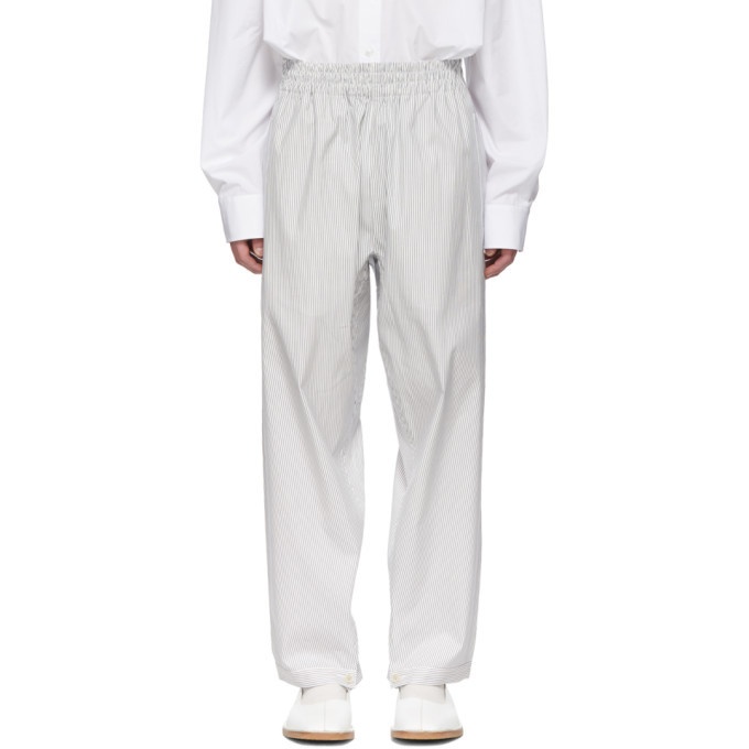 Photo: Hed Mayner White and Navy Striped Sharwal Lounge Pants