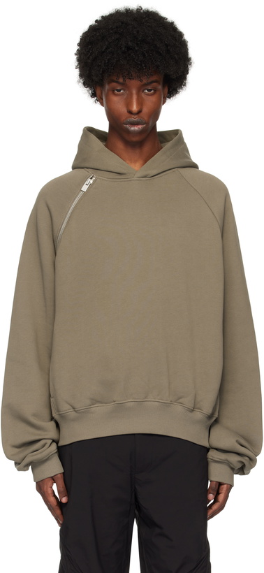 Photo: HELIOT EMIL Khaki Sequence Zip Hoodie