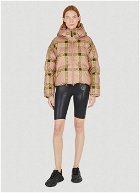 Check Hooded Puffer Jacket in Pink