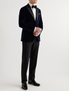 Thom Sweeney - Slim-Fit Faille-Trimmed Cotton and Modal-Blend Velvet Tuxedo Jacket - Blue