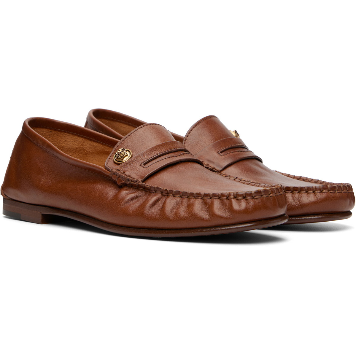 Versace Tan Guanto Leather Loafers