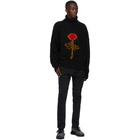 Palm Angels Black Mohair Rose Turtleneck