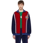 Gucci Blue and Red Velour Oversized Track Jacket