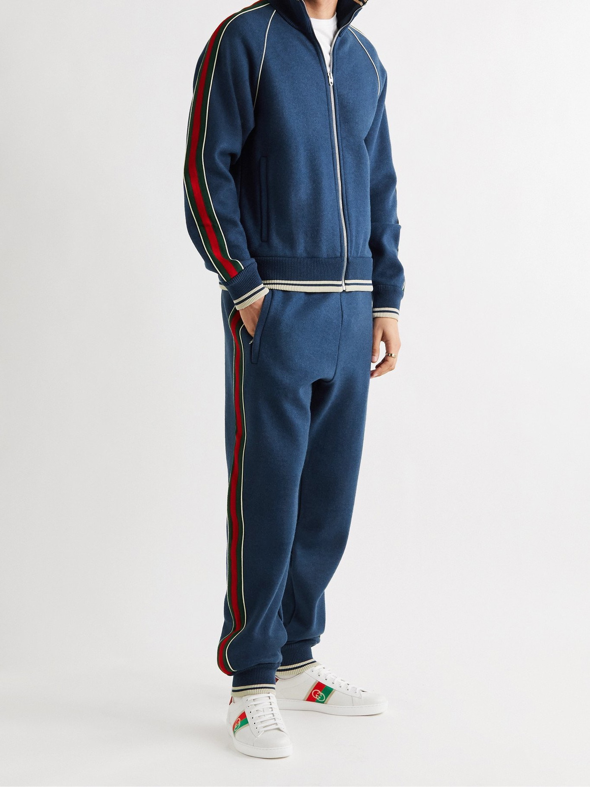 GUCCI Tapered Webbing-Trimmed Jersey Sweatpants for Men