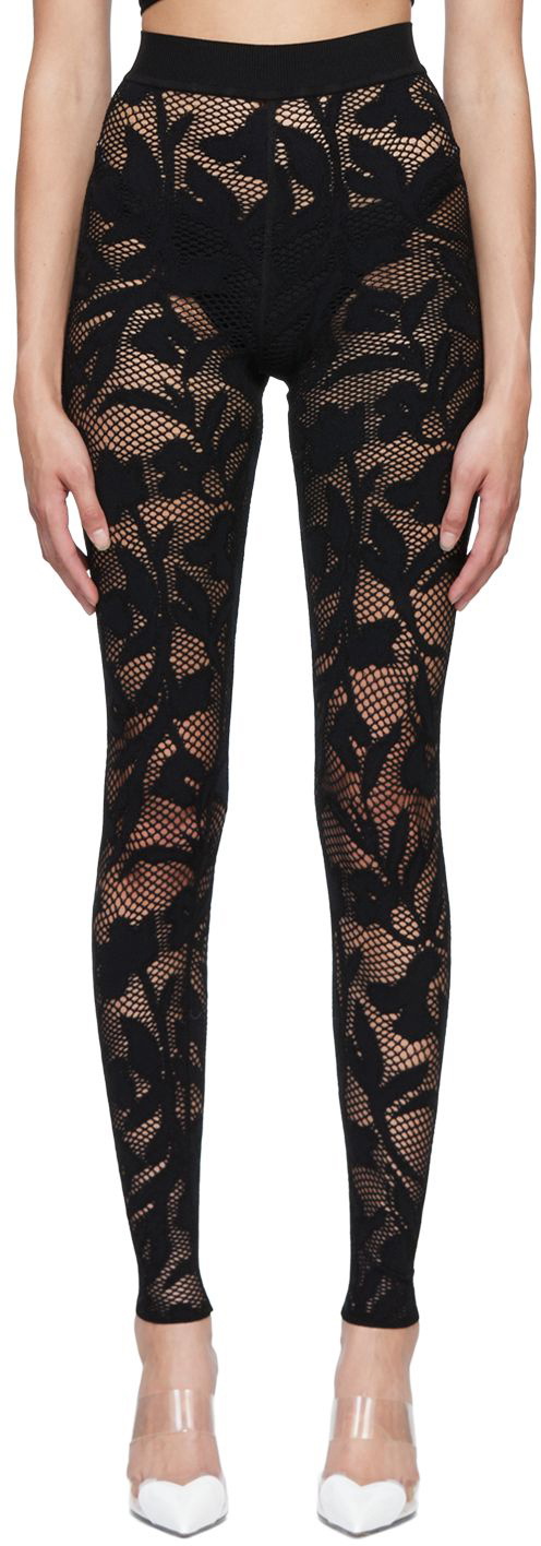 ALAÏA Black Floral Leggings ALAÏA