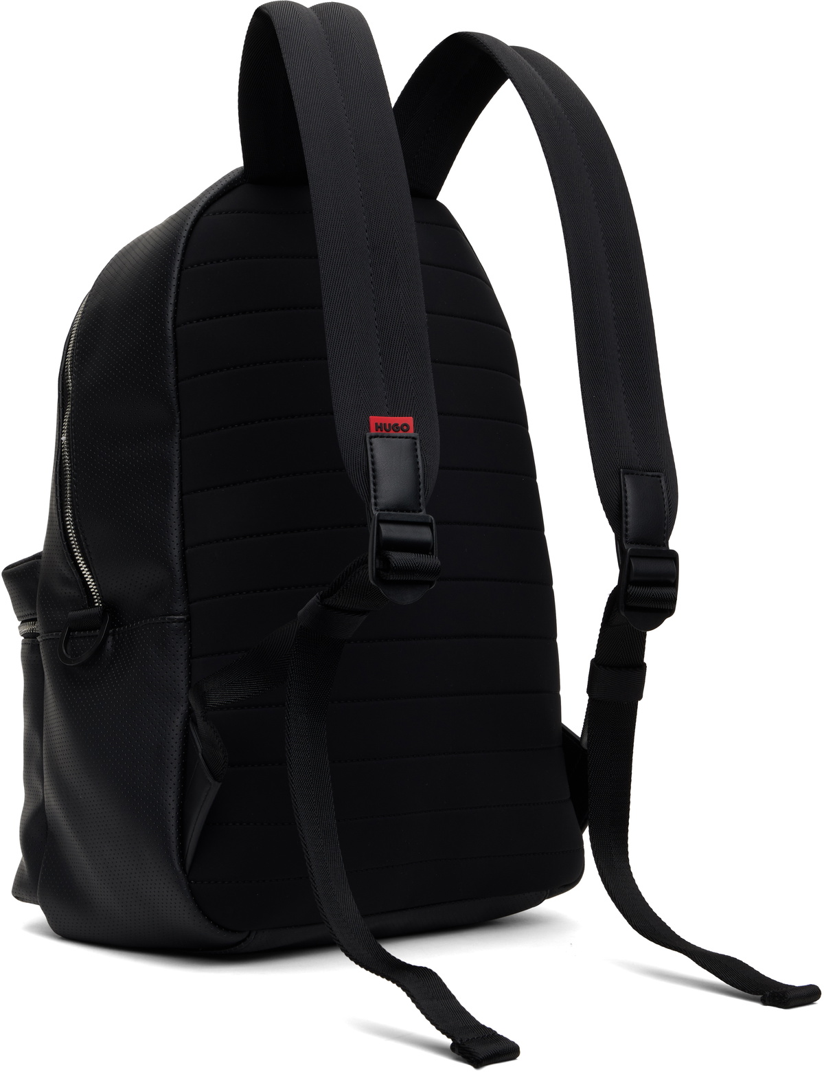Hugo Black Perforated Faux Leather Backpack