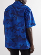 Valentino - Camp-Collar Camouflage-Print Cotton-Poplin Shirt - Blue