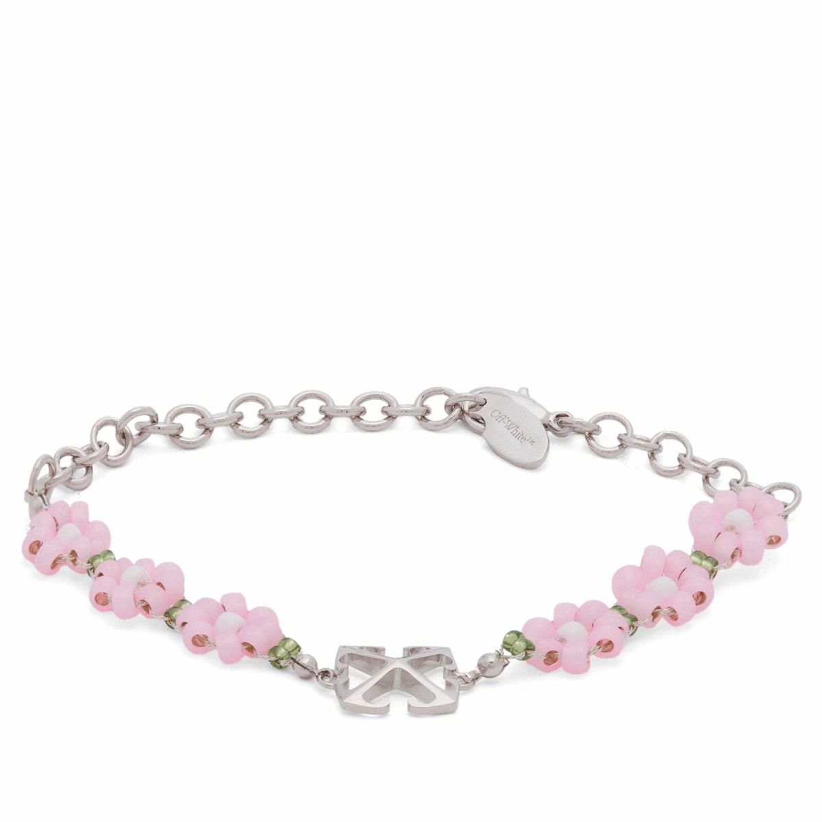 Off-White Women's Flower Bead Ankle Bracelet in Pink 