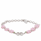Off-White Women's Flower Bead Ankle Bracelet in Pink 