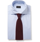 Ermenegildo Zegna - Light-Blue Slim-Fit Cutway-Collar Puppytooth Cotton-Poplin Shirt - Men - Light blue