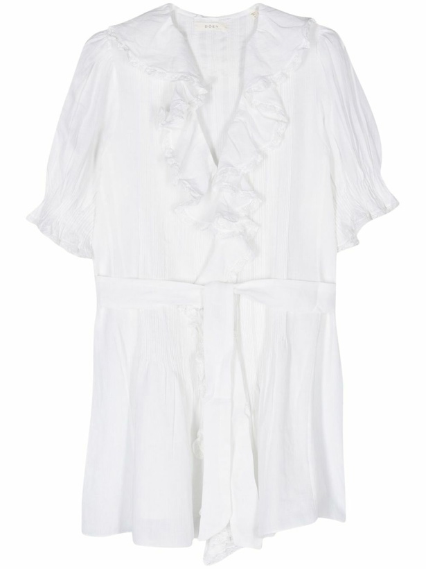 Photo: DÔEN White Piper Ruffled Mini Dress