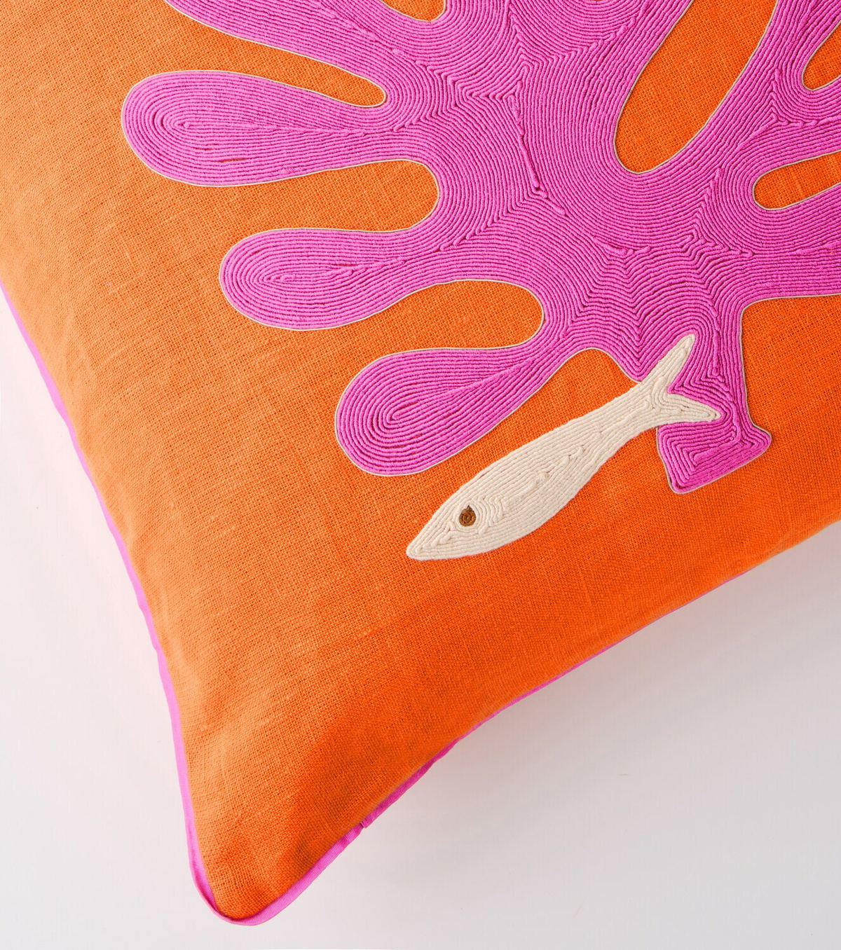 Jonathan Adler Playa Coral linen cushion