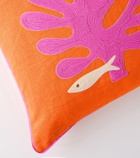 Jonathan Adler Playa Coral linen cushion