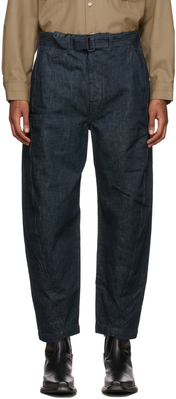 Photo: Lemaire Navy Denim Twisted Trousers