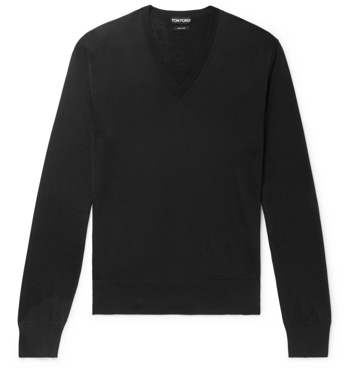 Photo: TOM FORD - Slim-Fit Silk Sweater - Black