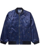 Blue Blue Japan - Indigo-Dyed Checked Cotton-Blend Satin Bomber Jacket - Blue