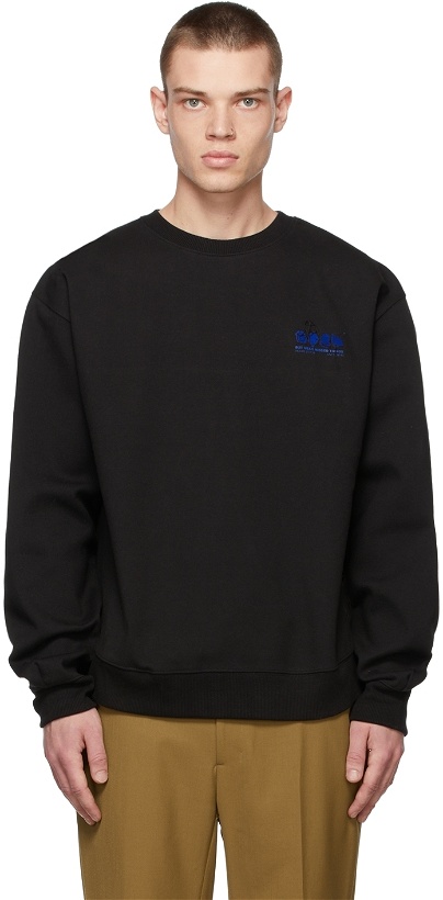 Photo: ADER error Black Stitched Logo Crewneck Sweater