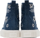 Marc Jacobs Navy 'The Sequin Daisy Denim High Top' Sneakers