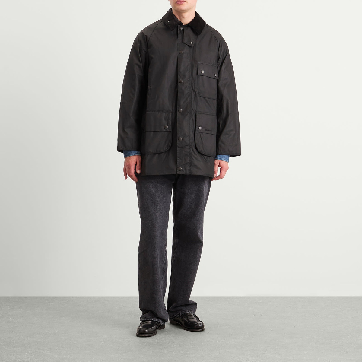 Barbour Men's OS Solway Wax Jacket in Black Barbour