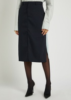 Bettter Ellis Panelled Wool-blend Midi Skirt Navy