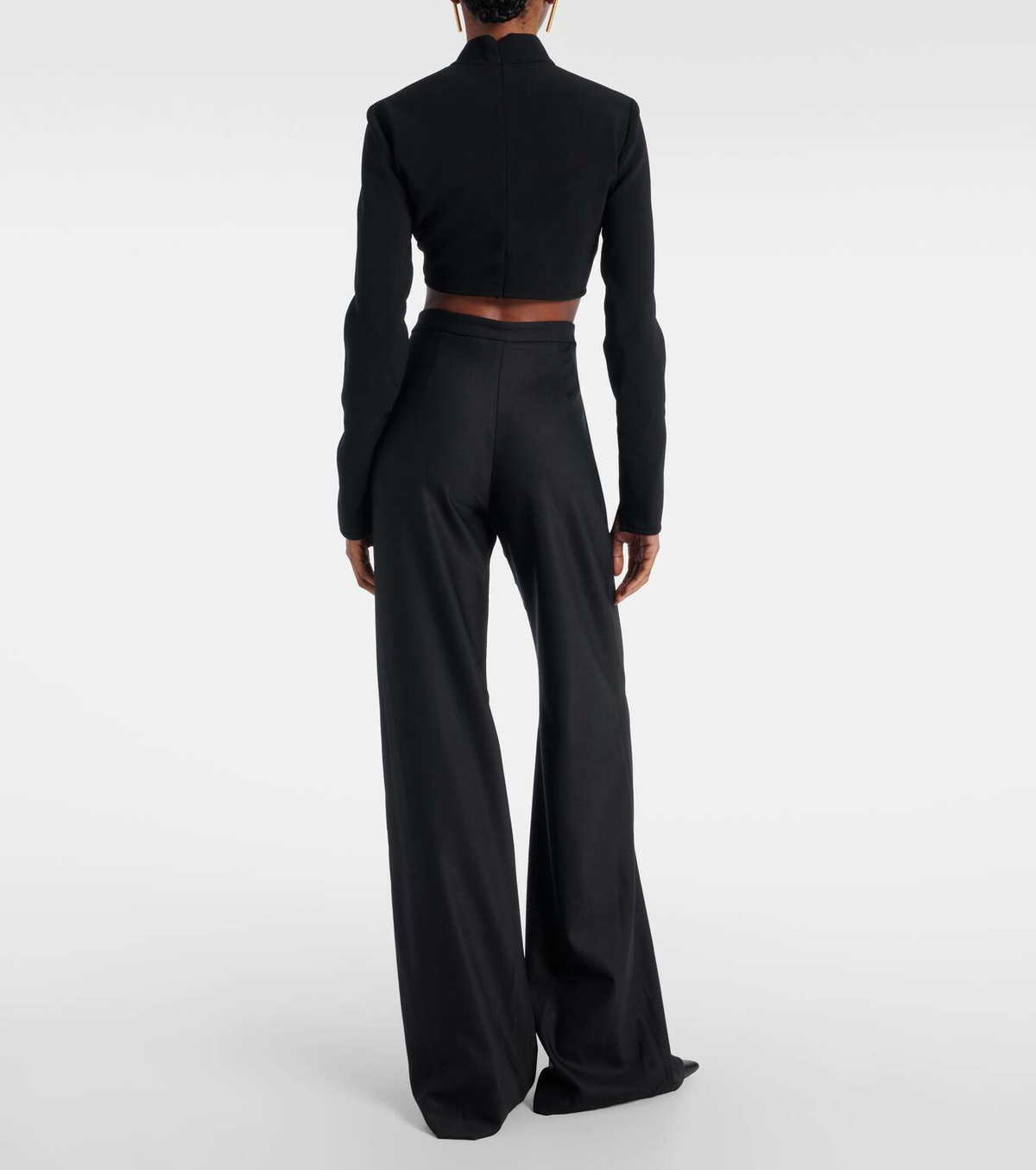 Costarellos Pleated wool-blend wide-leg pants