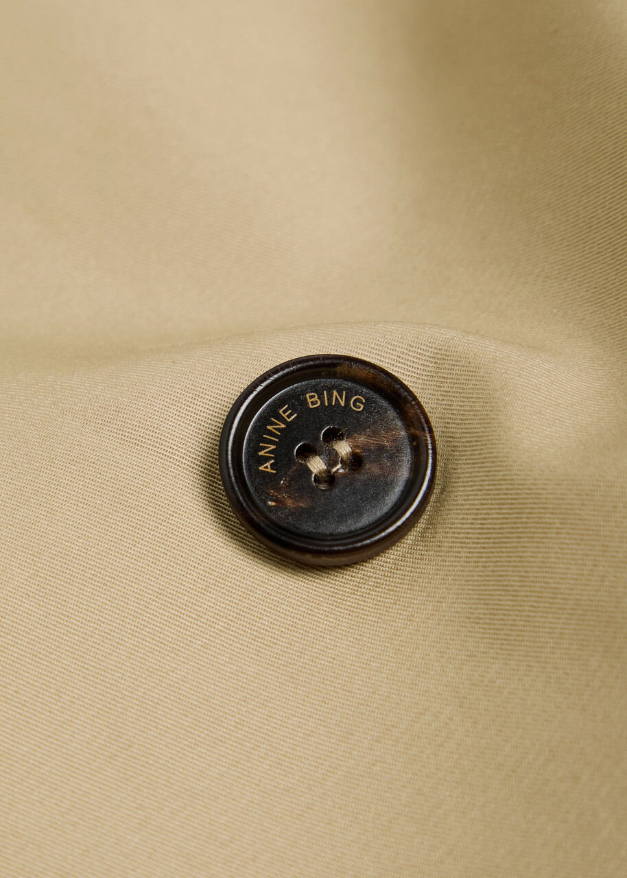 Anine Bing Rickie Double-breasted Stretch-cotton Trench Coat Beige