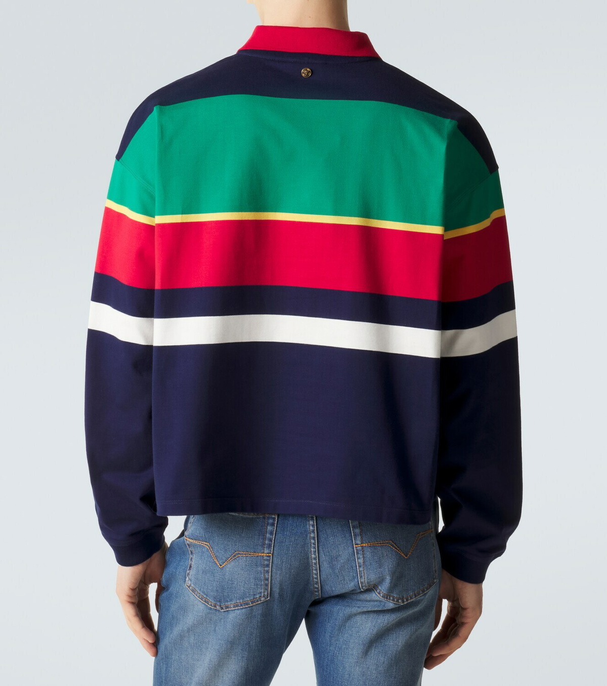 Versace Colorblocked cotton jersey polo sweatshirt