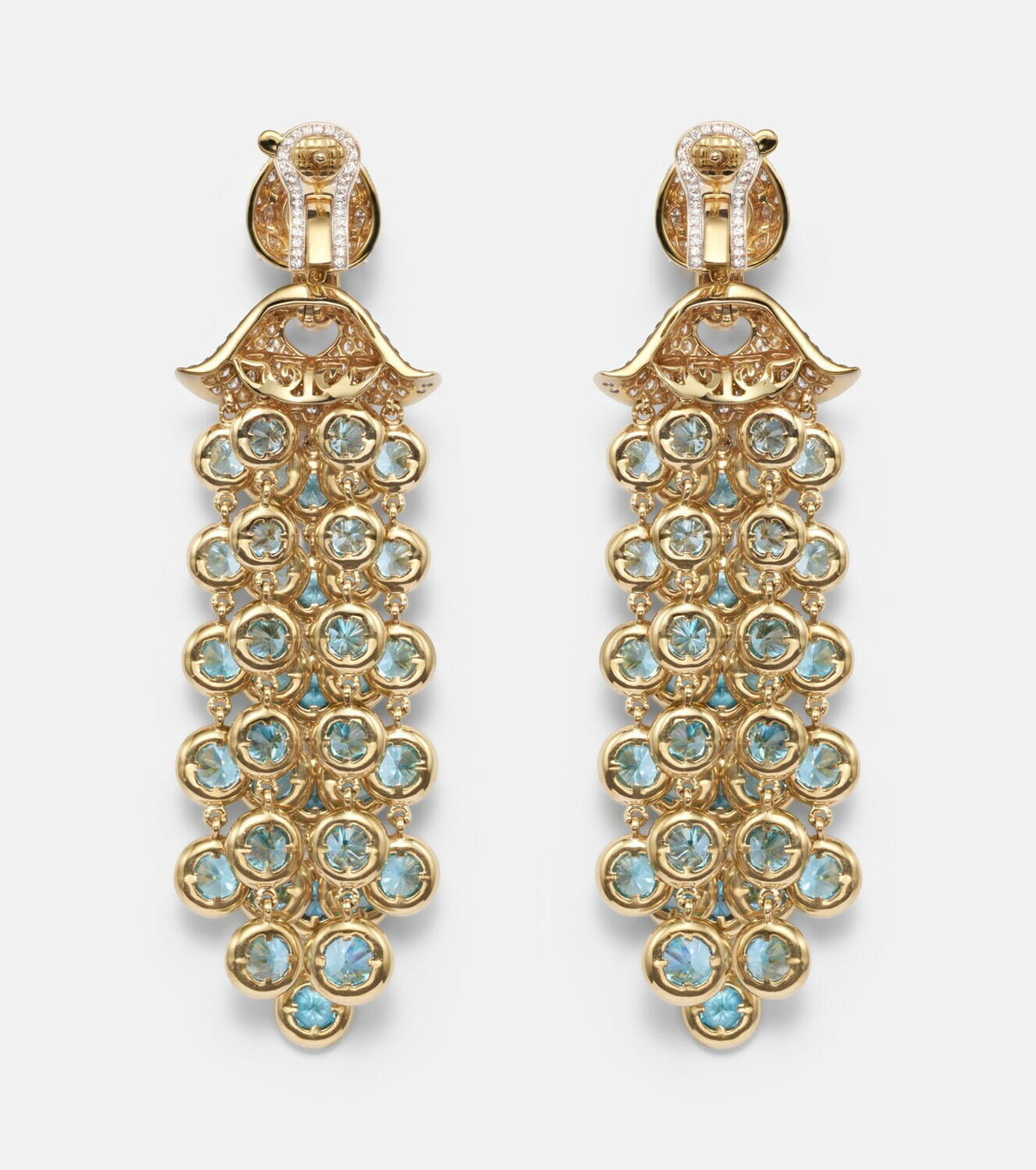 Marina B Pampilles 18kt gold drop earrings with diamonds and zircons