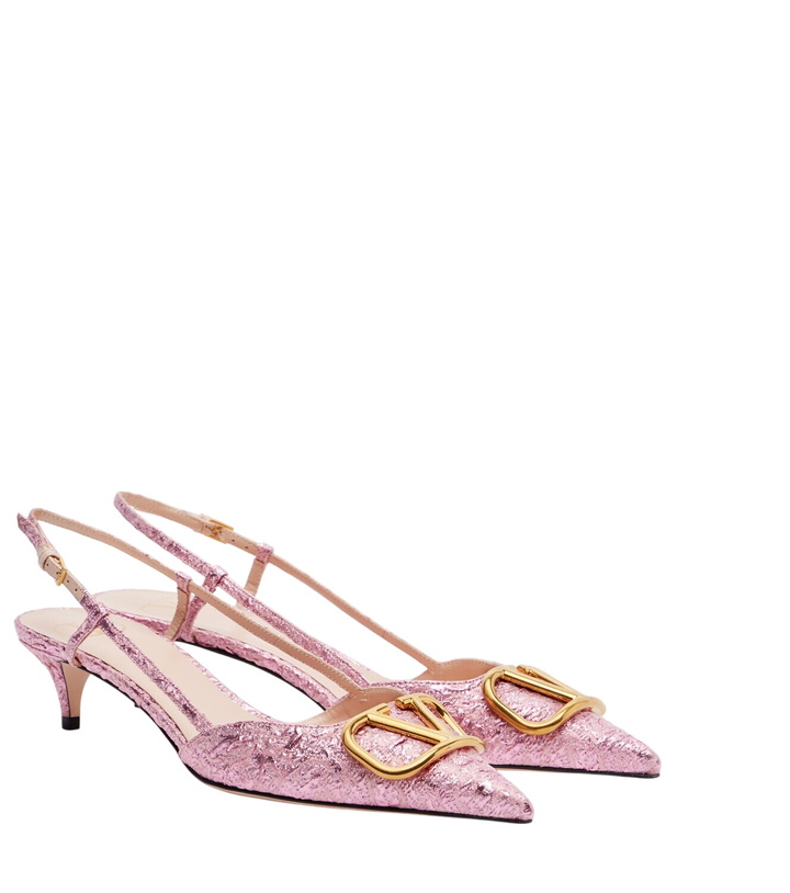 Photo: Valentino Garavani VLogo cloqué jacquard slingback pumps