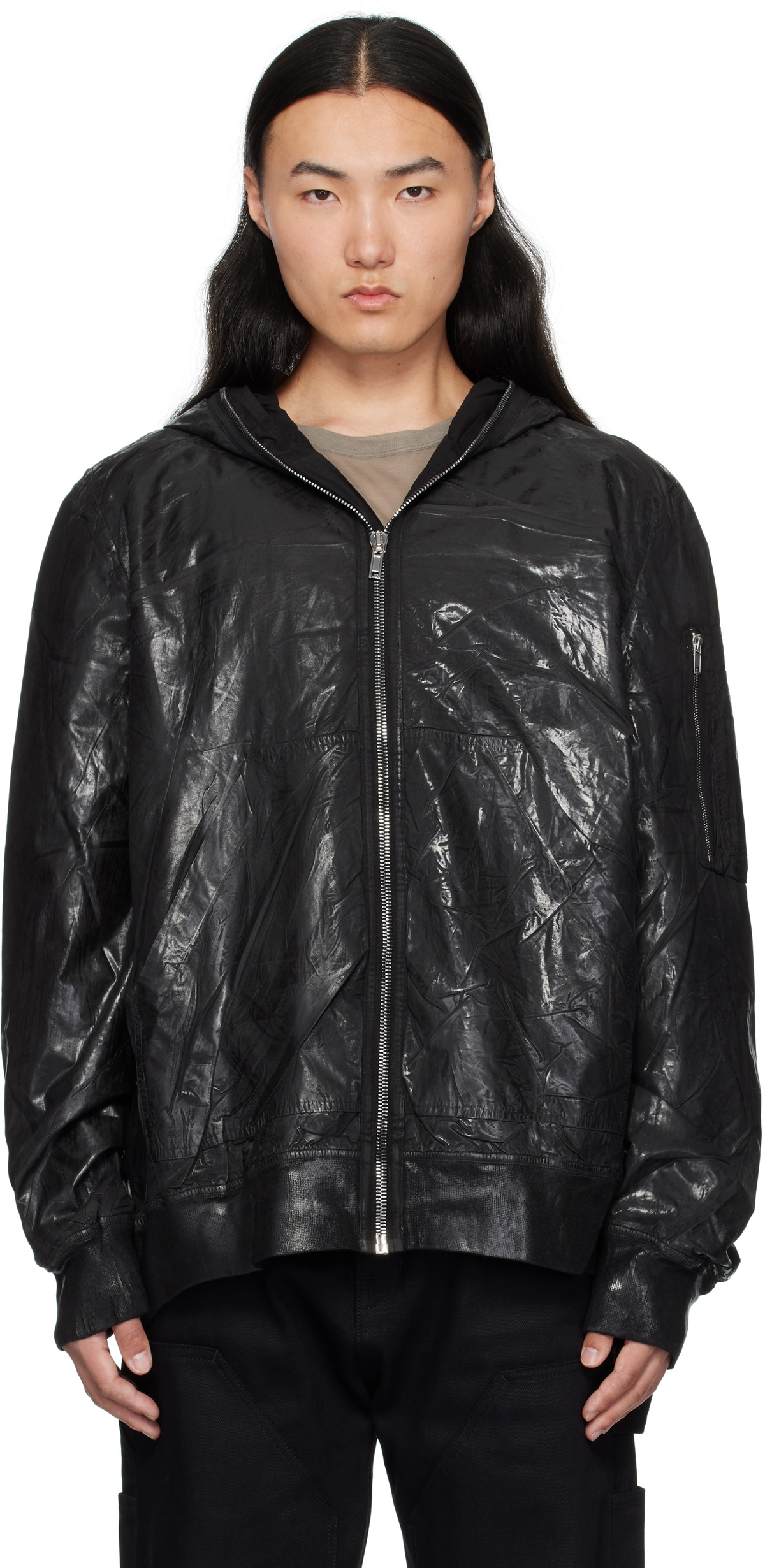 Rick Owens Drkshdw Black Cross Hexagon Flight Jacket Rick
