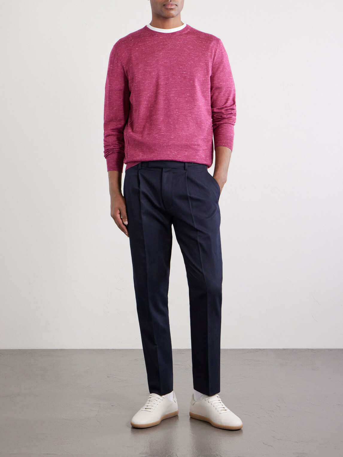 Zegna - Straight-Leg Pleated Cotton and Linen-Blend Trousers - Blue