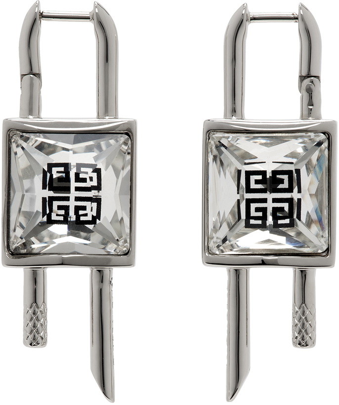 Photo: Givenchy Silver Mini Lock Crystal Earrings