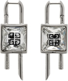 Givenchy Silver Mini Lock Crystal Earrings