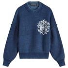 Cole Buxton Men's Collegiate Crest Knit Sweater in Navy