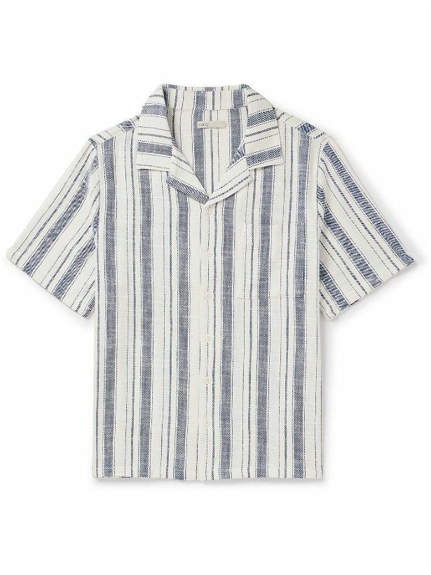 Photo: Onia - Vacation Camp-Collar Striped Cotton Shirt - Blue