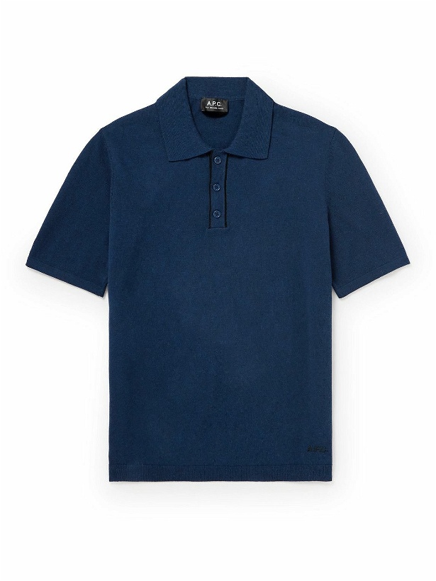 Photo: A.P.C. - Jacky Logo-Embroidered Pima Cotton Polo Shirt - Blue