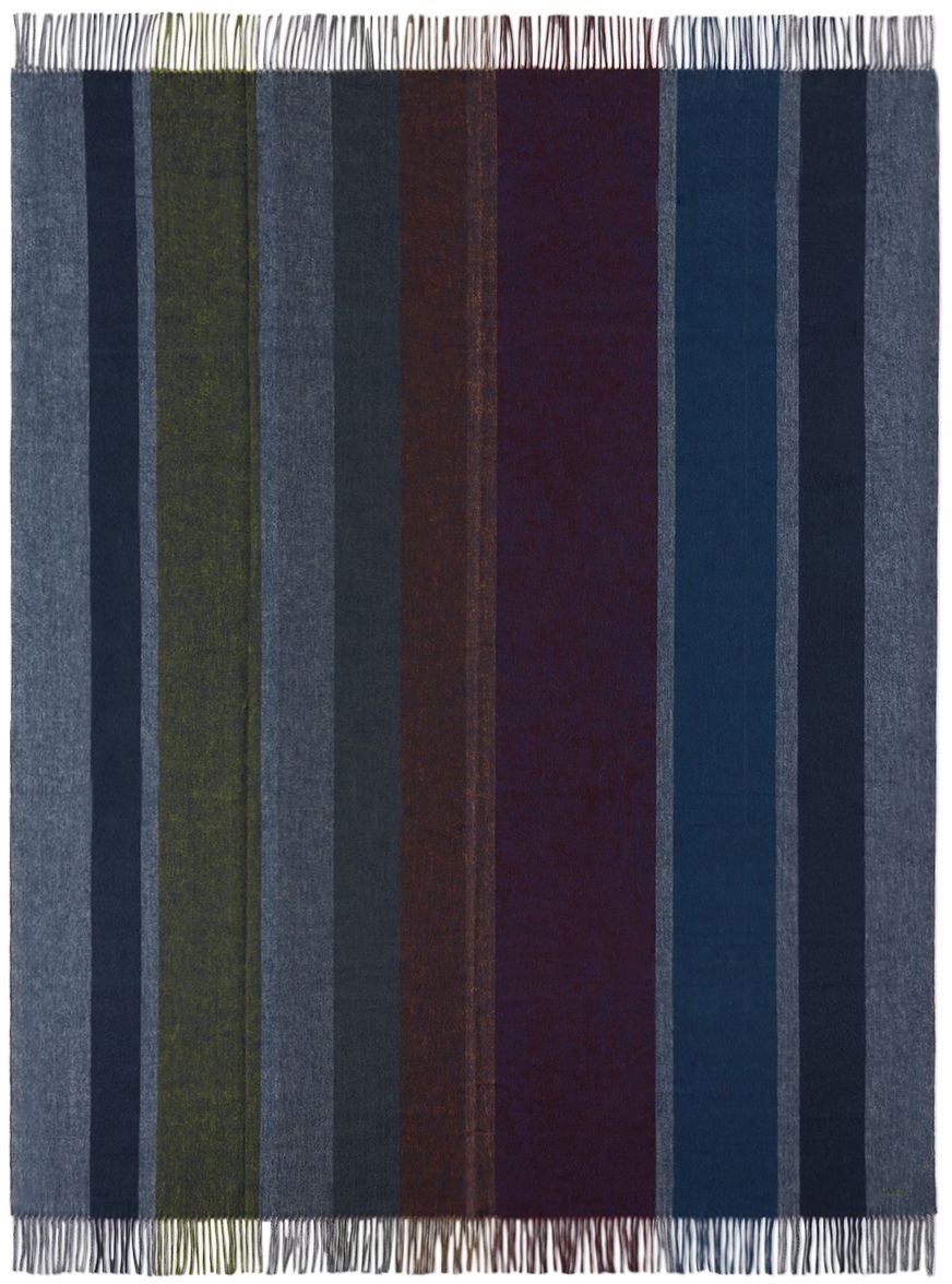 Photo: Paul Smith Blue Graphic Stripe Cashmere-Blend Blanket