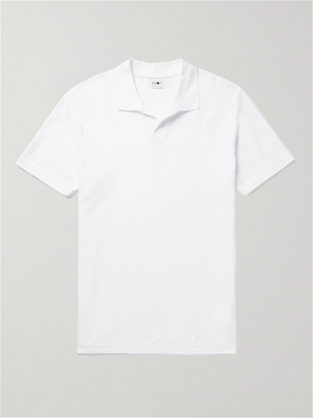 Photo: NN07 - Paul Cotton and Modal-Blend Piqué Polo Shirt - White