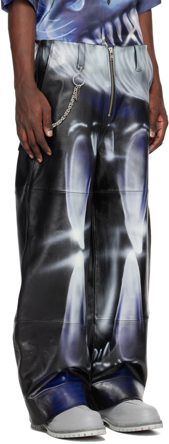 Gerrit Jacob SSENSE Exclusive Black & Blue Leather Pants