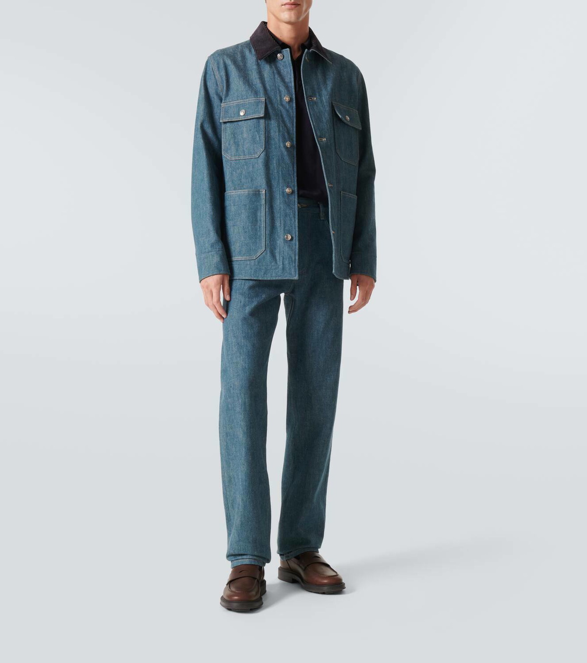 Loro Piana Conley corduroy-trimmed denim jacket