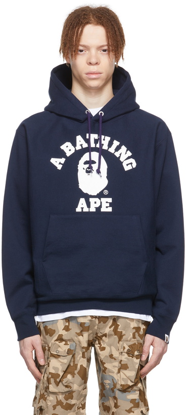 Photo: BAPE Navy Classic College Hoodie